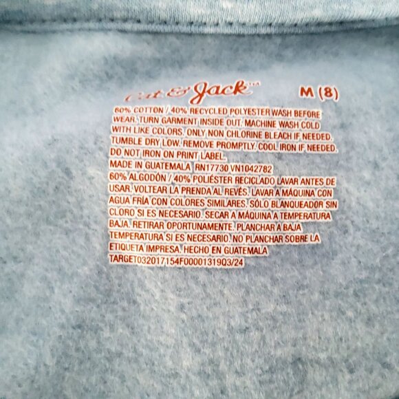 Cat & Jack Blue Crewneck Sweatshirt M (8) Cotton & Recycled Polyester - Picture 4 of 4